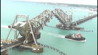 Pamban Rail Bridge Rameshwaram Opens up for Ship Crossing [upl. by Ennaitsirhc]