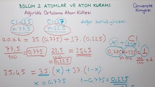 Genel Kimya 1Bölüm 2Atomlar ve Atom KuramıAğırlıklı Ortalama Atom Kütlesi [upl. by Nialb]