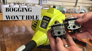 Ryobi 25cc 2 cycle weed wacker bogging and won’t idle [upl. by Eivi]