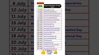 Important Days of July 2024 [upl. by Vevay]