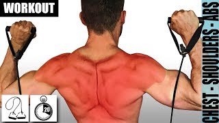 RESISTANCE BAND BACK AND SHOULDER WORKOUT FOR STRENGTH AND GROWTH [upl. by Nebeur]