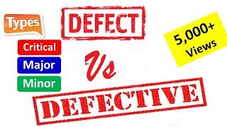 Defect  Difference between Defect Vs Defective  Types of Defect  Critical Major Minor [upl. by Schaffel]