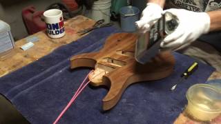 How To Apply A Wipe On Polyurethane Finish On A Guitar Part 2 [upl. by Aneekan725]