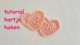 Tutorial hartje haken crochet granny heart  valentine heart  valentijn [upl. by Rossing]