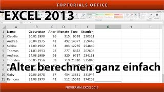 Alter Berechnen in Excel Jahre MonateTage Stunden Minuten [upl. by Nnaihs128]