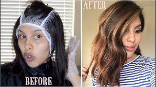 DIY HIGHLIGHTS USING CAP Revlon Frost amp Glow Highlighting Kit [upl. by Pallaton]