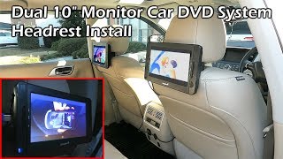 Portable Dual 10quot Monitor DVD Player Car Headrest Install [upl. by Darton684]