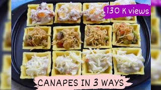 Canapes in 3 Ways  Quick and Easy Canapes recipe Veg Canapes  Canapes for Parties  Food Fiestaa [upl. by Ayom]