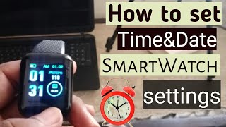 HOW TO SET THE TIME AND DATE ON SMART WATCH⏰  HOW TO CONNECT SMART WATCH WITH MOBILE [upl. by Christyna955]