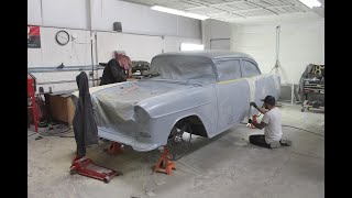 Part 31 of Metalworks 1955 Chevy ProTouring build Body work from bare metal to ready for primer [upl. by Hanley]