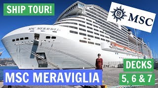 MSC Meraviglia Ship Tour  Restaurants Bars and Lounges [upl. by Bibah]