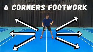 6 CORNERS FOOTWORK For Badminton Basic [upl. by Radburn]