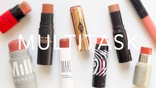 Multitasking Makeup  Cheeks Lips and Eyes with Blush Sticks [upl. by Anelac541]