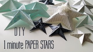 DIY One Minute Paper Star Christmas Ornaments [upl. by Sej217]