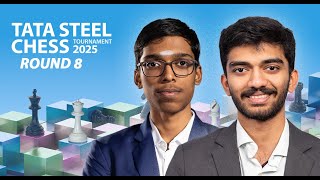 Praggnanandhaa  Gukesh  Round 8  Tata Steel Chess Tournament 2025 [upl. by Fabyola]