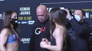 UFC 258 Maycee Barber vs Alexa Grasso WeighIn Staredown  MMA Fighting [upl. by Nakashima]