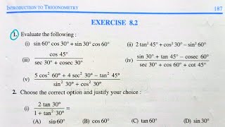 EX 82 CLASS 10  NCERT SOLUTIONS CLASS 10 EXERCISE 82 ALL QUESTIONS  CLASS 10 TRIGONOMETRY [upl. by Minnie]