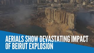 Aerials show devastating impact of Beirut explosion [upl. by Neik]