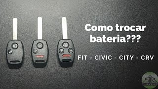 Como trocar bateria da chave HONDA Fit Civic City CRV [upl. by Newob923]