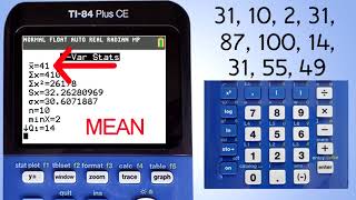 TI 84 Plus CE Mean Median Mode Range [upl. by Eninotna670]