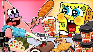 ANIMATION Spongebob Mukbang  KOREAN Convenience Store Food Mukbang Animation [upl. by Tena]