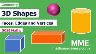 Geometry  3D Shapes Faces Edges and Vertices [upl. by Sukey875]