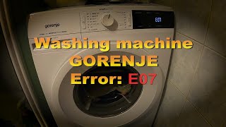 E07 Error Gorenje washing machine [upl. by Aekal]