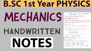 BSc 1st Year Physics  Mechanics Notes [upl. by Atnoek]