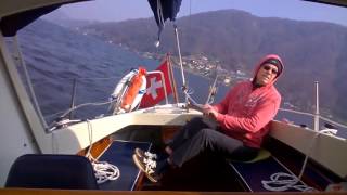 Motorsailer LM 24  sailing Lake of Lugano Switzerland [upl. by Wardle540]