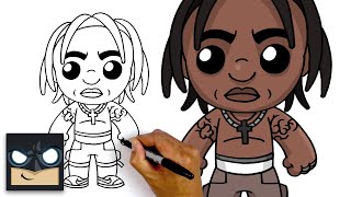 How to Draw Travis Scott  NEW FORTNITE SKIN [upl. by Yeslrahc]