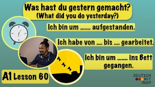 A1 German lesson 60  Sprechen A1  Was hast du gestern gemacht  Das Perfekt  the perfect tense [upl. by Muire915]