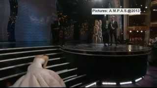 Jennifer Lawrence Trips Up At Oscars [upl. by Rafaela]