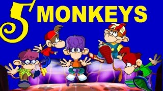 FIVE LITTLE MONKEYS nursery rhymes [upl. by Ahseit90]