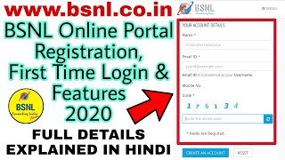 BSNL Online Portal Registration First Time Login amp Features 2020 [upl. by Raffarty]