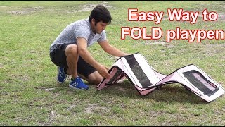 The Easy Way to Fold Pet Playpen  Portable Fabric Crate [upl. by Enailil]