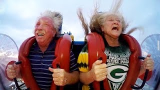 Old People  Funny Slingshot Ride Compilation [upl. by Ahsienek285]