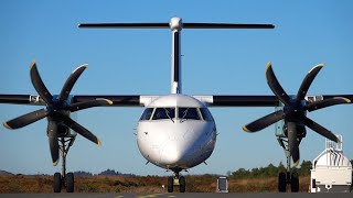 Widerøe Dash 8 Q400 Startup and landing at Stord Airport Oct 2020 [upl. by Gudrun826]