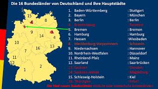 Die 16 Bundesländer von Deutschland und ihre Hauptstädte [upl. by Anertac]