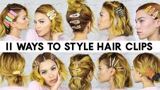 11 EASY Ways to Style HAIR CLIPS for Short Hair Braidless [upl. by Tressia150]