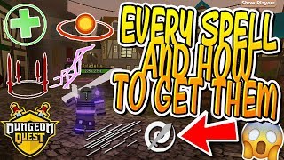 EVERY SPELL AND HOW TO GET THEM IN DUNGEON QUEST Roblox [upl. by Smailliw]