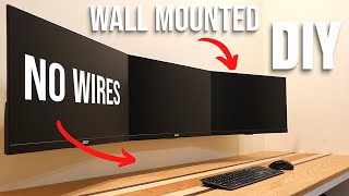 How To Wall Mount Triple Monitors amp Awesome Cable Management  DIY  Home Office Makeover Part 2 [upl. by Kciredor]