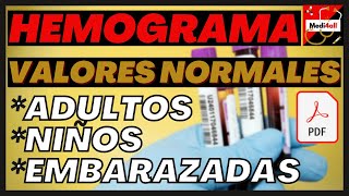 Valores Normales HEMOGRAMA Adulto Niños y Embarazadas PDF [upl. by Agnizn]