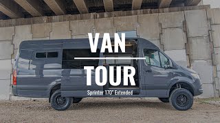 VAN TOUR  Sprinter 170” Extended High Roof 4x4  Custom Camper Van Build  Rossmönster Vans [upl. by Richard]