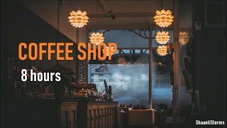 Rainy Day at the Coffee Shop Ambiance  8 Hours of Rain background chatter and Jazz Music [upl. by Ahtenak975]