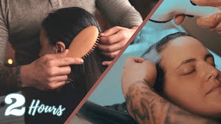 ASMR  Relaxing Hair Treatment  Shampoo Scalp Check Massage Brushing Combing  No Talking [upl. by Ynnep]