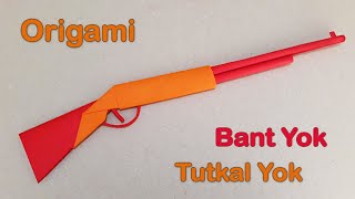 KAĞITTAN TÜFEK YAPIMI   Tutkal Yok  Bant Yok    Origami [upl. by Estey]