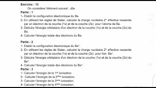 Exercice  13  Atomistique [upl. by Nagar]