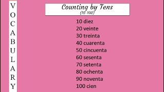 Counting by tens in Spanish 10100  Spanish Vocabulary [upl. by Letnahc]