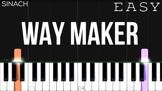 Sinach  Way Maker  EASY Piano Tutorial [upl. by Maurene]