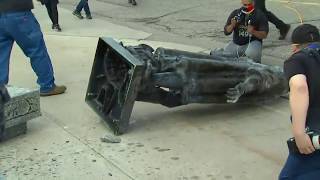 Christopher Columbus statue pulled down at Minnesota State Capitol [upl. by Madora]